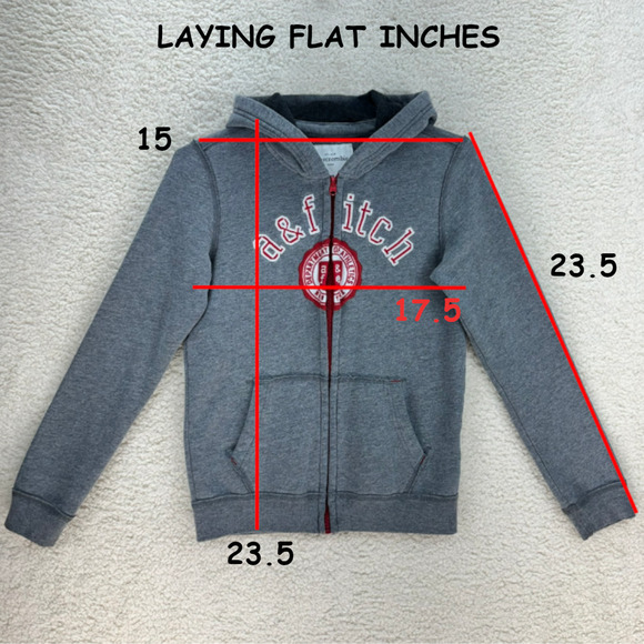 Abercrombie & Fitch Hooded Sweatshirt Kids 13/14 Gray Zip Up Pockets Embroidered - Picture 7 of 9